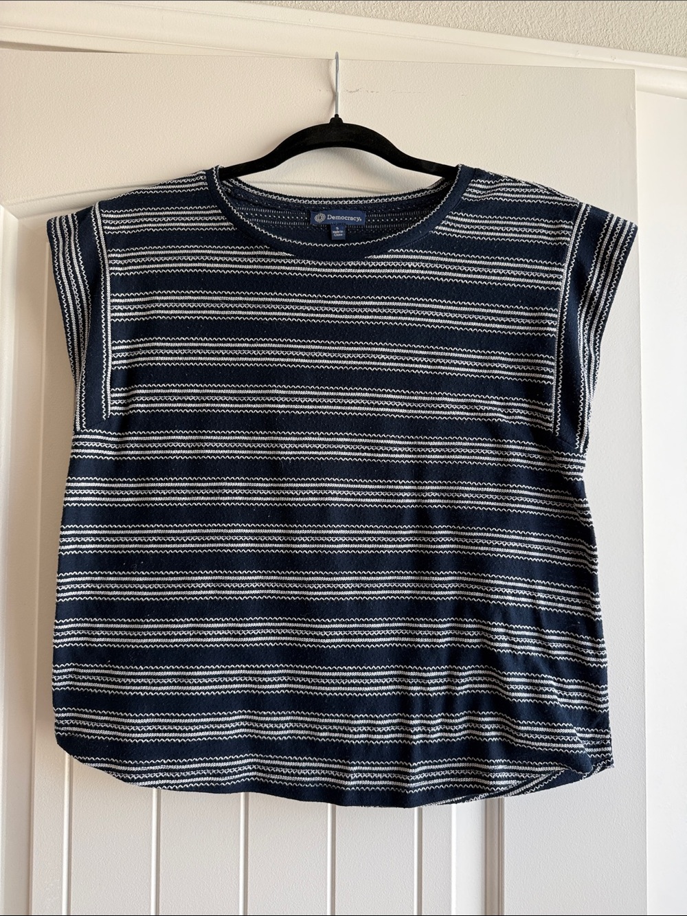 Democracy Navy & White Striped Tank Top